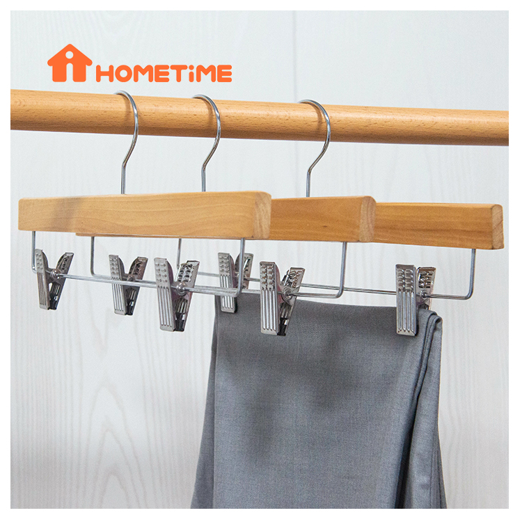 Guilin Wooden Hangers Suppliers White Bottom Clip Hangers for Pant Skirt