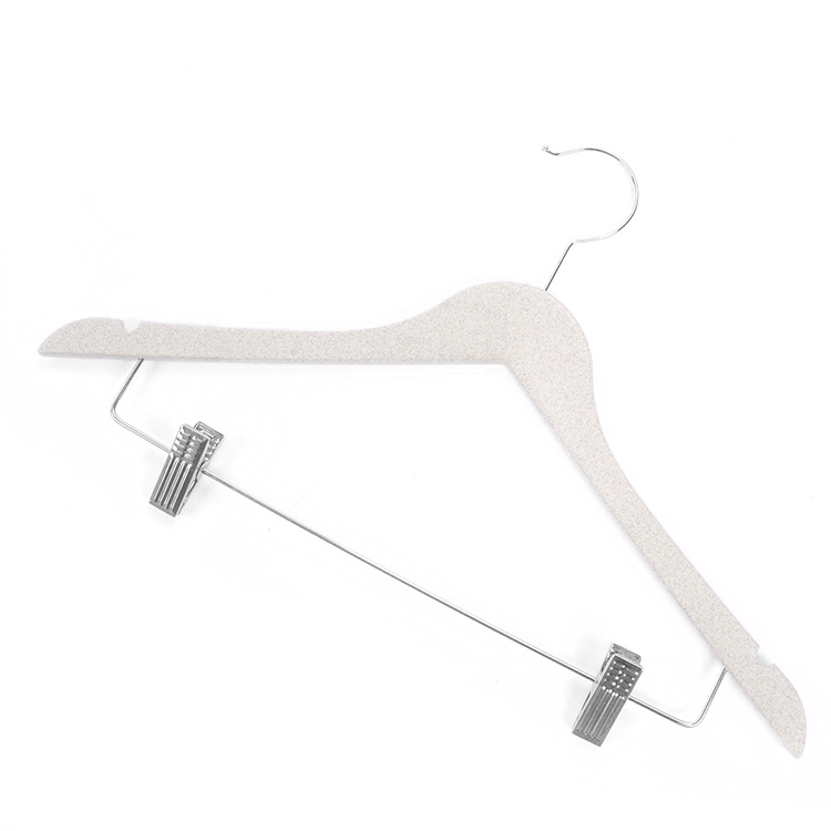 Lightweight Biodegradable Wheat Straw Fiber Clothes Hanger with Metal clip
