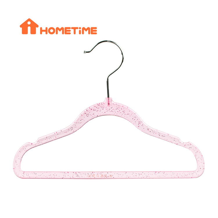 Hot Sale Pink Glitter Plastic Clothes Hangers for Kids Babies Children