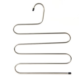 China Wholesale Wheat Straw Clothes Hangers Factory –  Metal Pants Rack Wholesale S Shape Stainless Steel Space Saving Pants Hangers – Lipu