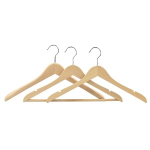 China Velvet Hangers Factory –  High-end Hotel Free Paint Beech Wood Shirt Hanger with  Solid Wood Bar – Lipu