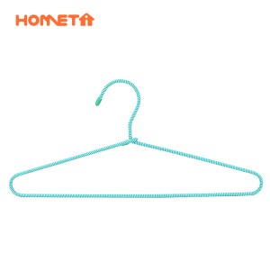 China Trouser Hangers Manufacturers –  Fashion White and Green Non Slip Braided Cord Metal Clothes Hanger  – Lipu