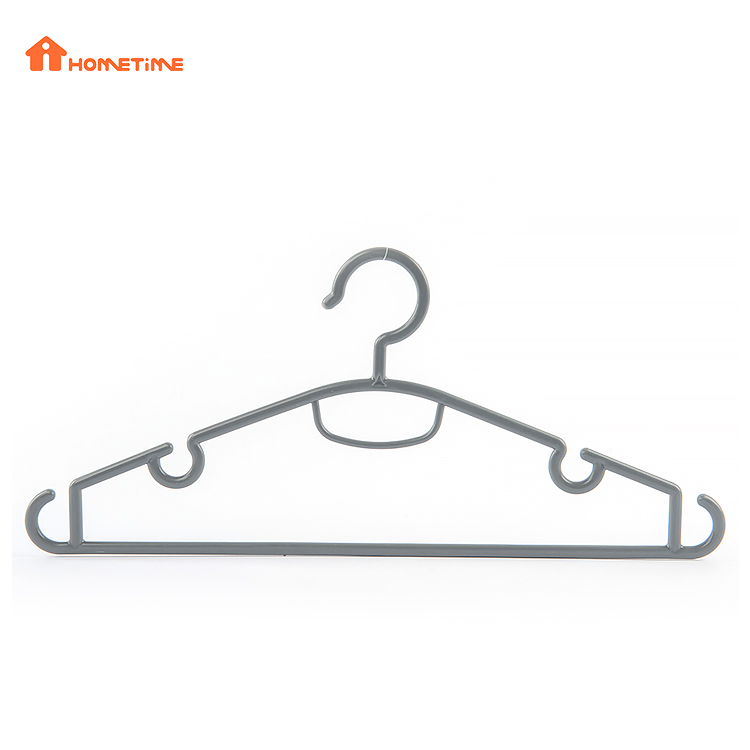 Durable Lightweight Plastic Clothing Notched PP Grey Hangers