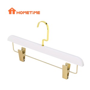 Wholesale Coat Hanger Manufacturers –  China White Hangers White Wooden Clip Bottom Hangers with Gold Hook – Lipu
