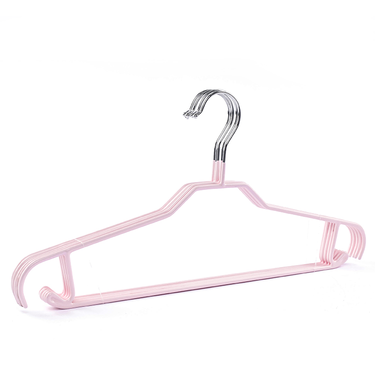 Wholesale pink wire hanger factory anti slip PVC coated clothes hangers