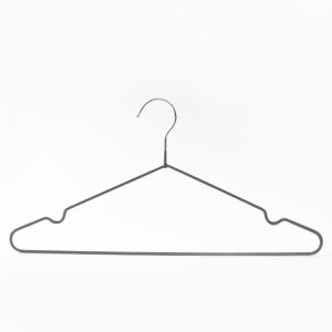 China Rubber Hangers Factory –  Heavy Duty Metal PVC Coated Gray Shirt Hanger With Anti Slip Notch – Lipu