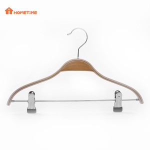 China Pants Hangers Factories –  Save Space Natural Wooden Laminated Clothes Hanger With Clips – Lipu