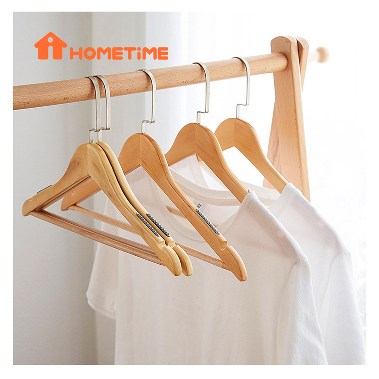 Eco Friendly Nature Color Custom Logo Wooden Store Clothes Hangers