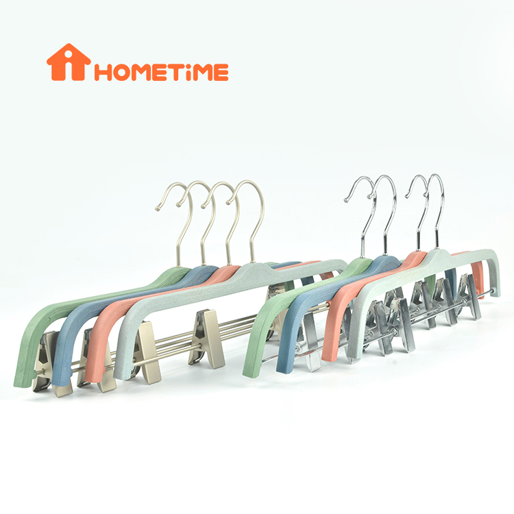 Wholesale Recycled Plastic Colorful Pant Hangers with Metal Clips
