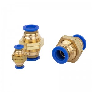 PM Series Brass Pneumatic Fitting Straight Connector One-Touch iUnion Air hose Umbhobho Fittings Plastic Bulkhead Fitting