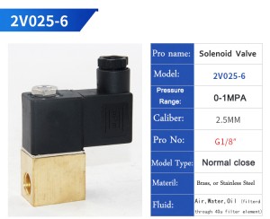 Vroča prodaja 2v serije 1/4 Npt Dc24v medeninasti pnevmatski elektromagnetni ventil