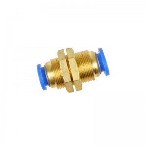 PM Series Brass Pneumatic Fitting Straight Connector One-Touch Union Air Hose Pipe Fittings Plastic Bulkhead Fitting