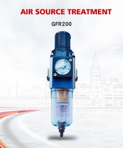 Sumber Udara Prosésor Tekanan Regulator Klep GFR200 Pneumatic Ngurangan Tekanan Klep Diwangun-di Tekanan Gauge