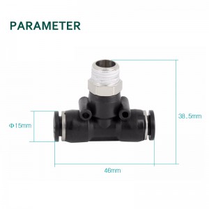 PB Male Branch Tee Pneumatic Fitting Push to Connect Metric Inch Size Thread Fitting