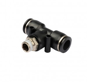 PB Male Branch Tee Pneumatic Fitting Push to Connect Metric Inch Size Thread Fitting