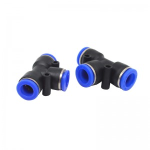 Directly factory supplier PE T model Equal Union Connector Plastic Tee Shape Pipe Pneumatic One Touch Fitting