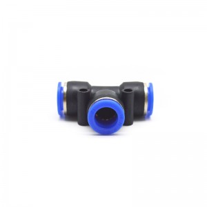 Directly factory supplier PE T model Equal Union Connector Plastic Tee Shape Pipe Pneumatic One Touch Fitting