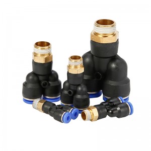 Pxy Threaded Tee Pneumatic Fitting Manufacturer Plastic Pneumatic Parts Bsp Thread Quick Push in Air Pipe Connector Hose Fitting