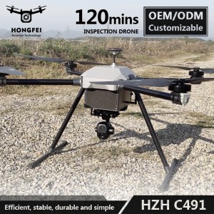 120min Duration Time 65km Long Range Industrial Inspection Surveillance Drone 5 Kg Payload Optional Pods GPS Uav HZH C491 RC Drone for Patrol