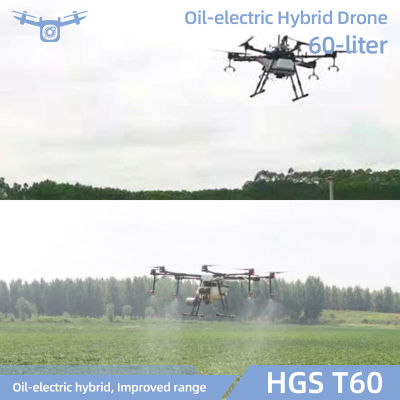 Dron Berkualiti Tinggi Uav Hibrid Minyak-Elektrik 60L Muatan untuk Penyemburan Racun Perosak