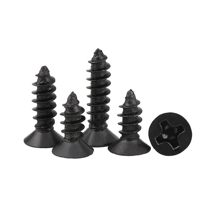 carbon steel din7982 countersunk head self-tapping screw with black oxide