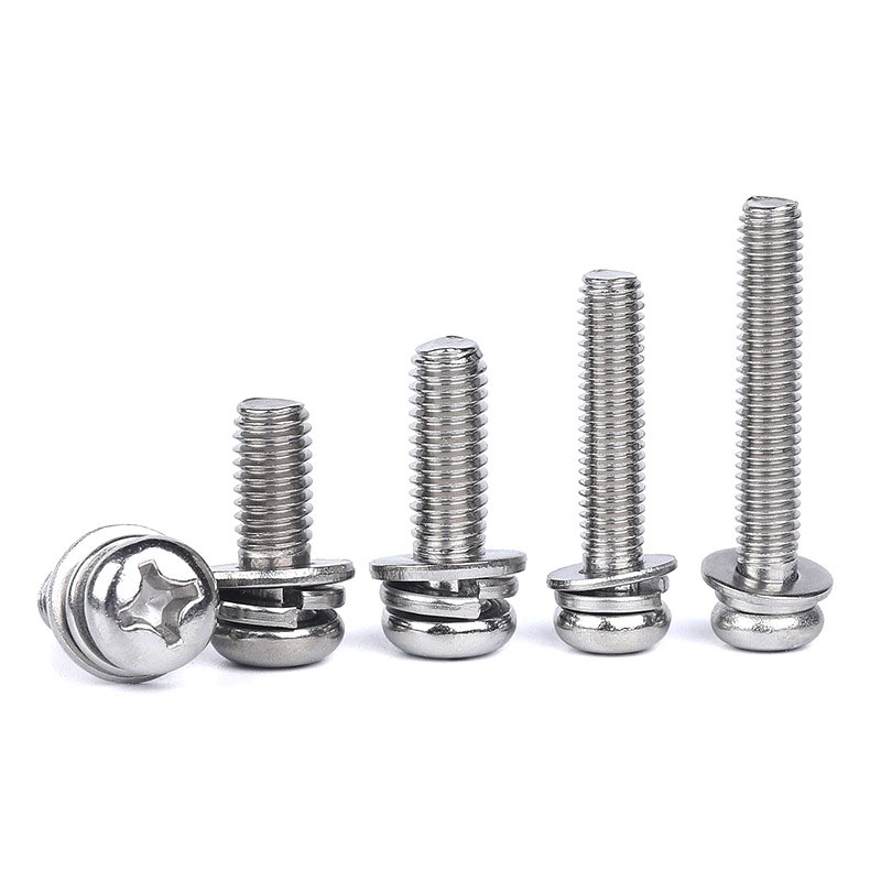 Stainless Steel Round Pan Head Combination Screw Cross Three Compositions Bolt Machine Screw For Fastening