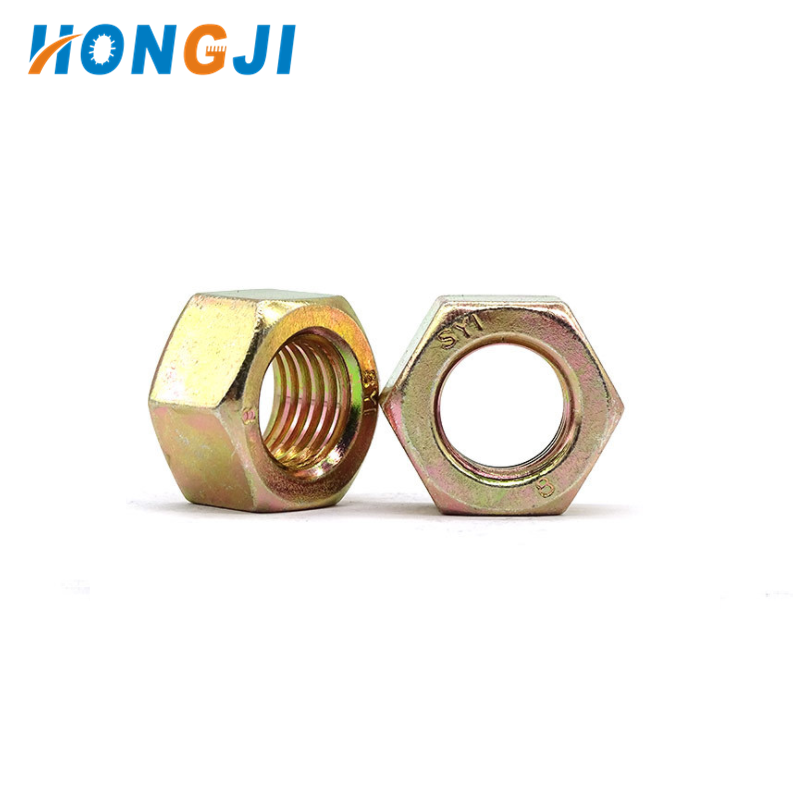 Best Price for Plastic Washer - Carbon Steel Yellow color zinc plated DIN934 Hex Nut grade 4 grade 8  –  Hongji