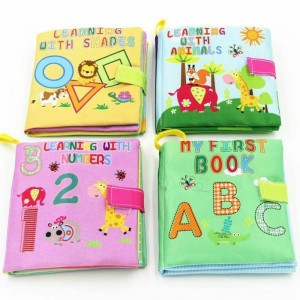 Custom Baby Educational Soft Books Baby Cloth Books- 4 Cloth Book Set – Early Learning Soft Books- Crinkle Touch and Feel Toddler Toys