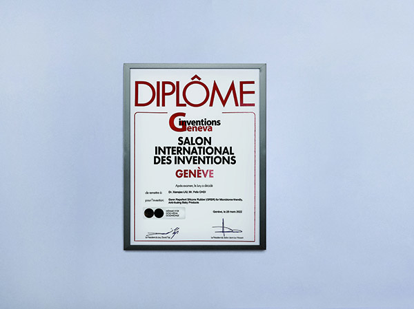 2022: Germ Repellent Silicone Rubber (GRSR) won the 2022 Geneva International Invention Award.