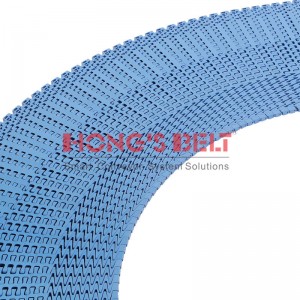 31.75mm belt pitch plastic modular ebu belt nwere akụkụ na-agbanwe agbanwe