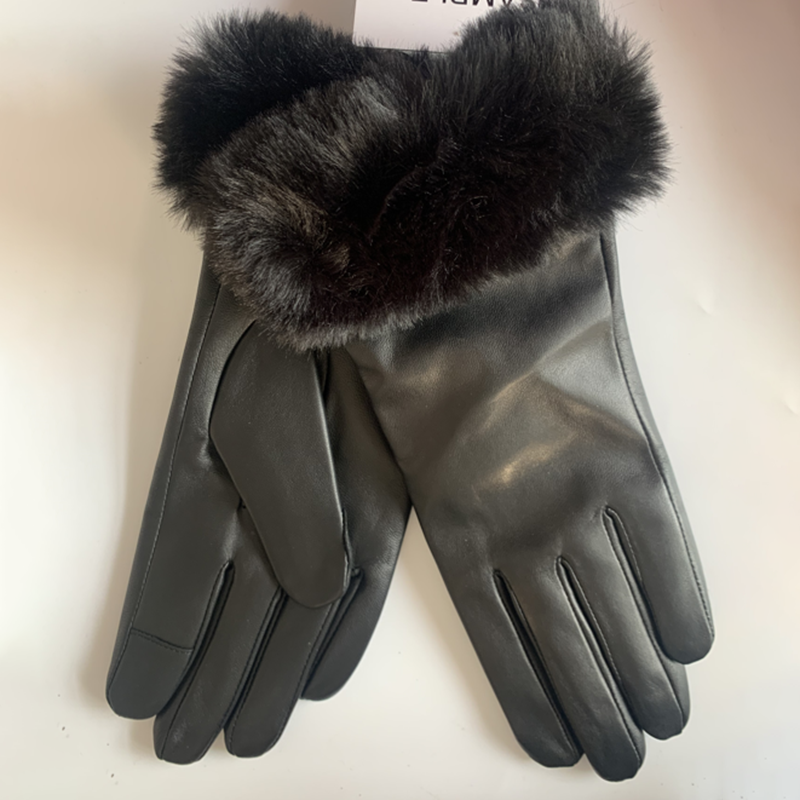 Women’s Sheepskin Leather Faux Cuff Gloves