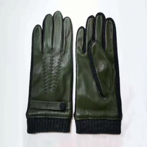 Lady’s Leather Glove with Colored Line Ribbed