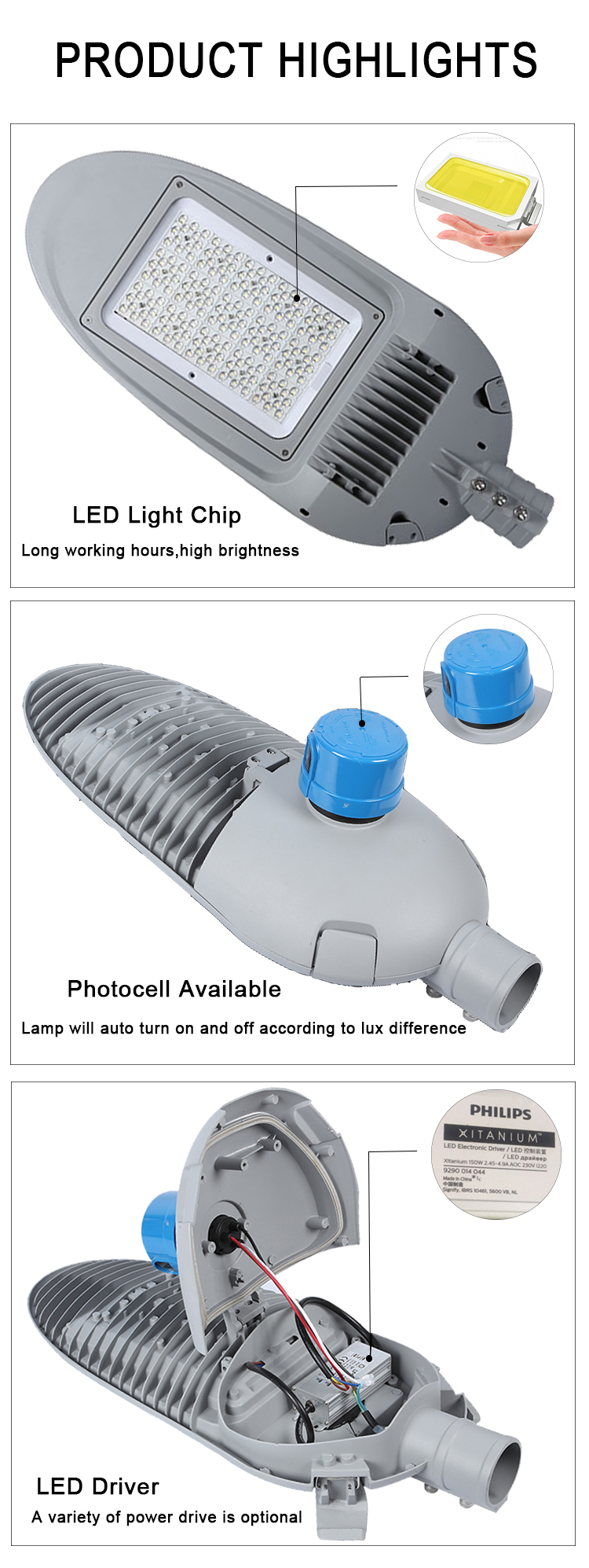 50w 100w 150w led waterproof street light can be installed with li ( (5)