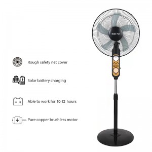 Solar fan LED light USB charging mute energy saving floor charging fan