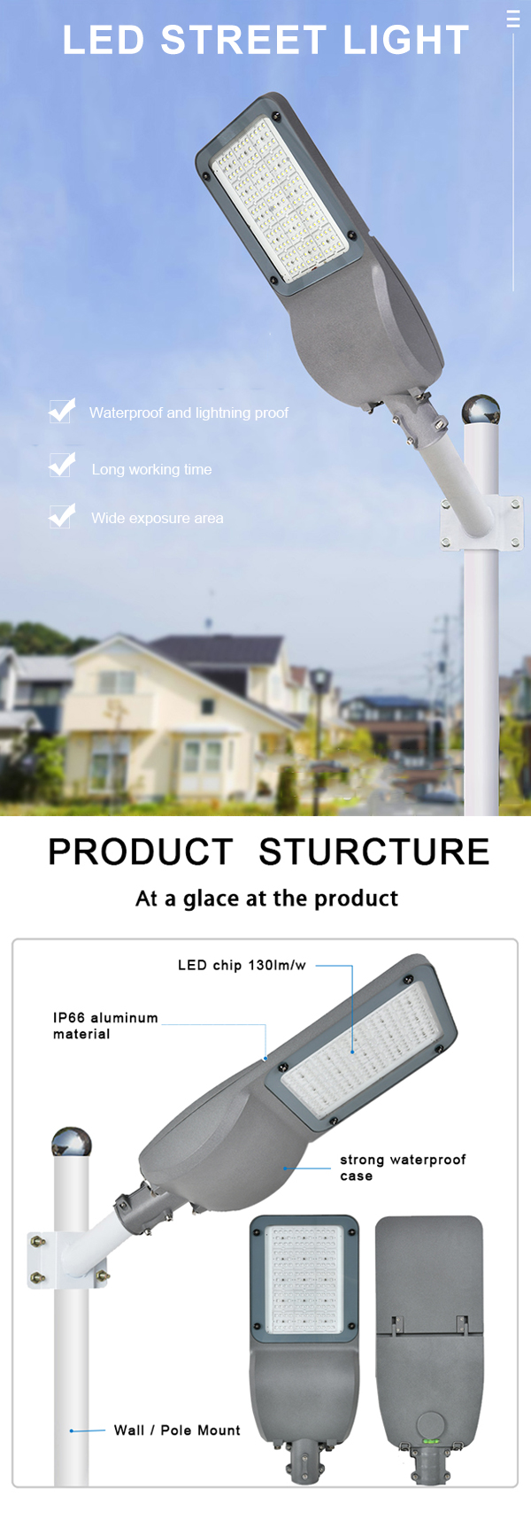 Factory Price outdoor IP65 LED Street Light Outdoor Lamp 60W 150W  (