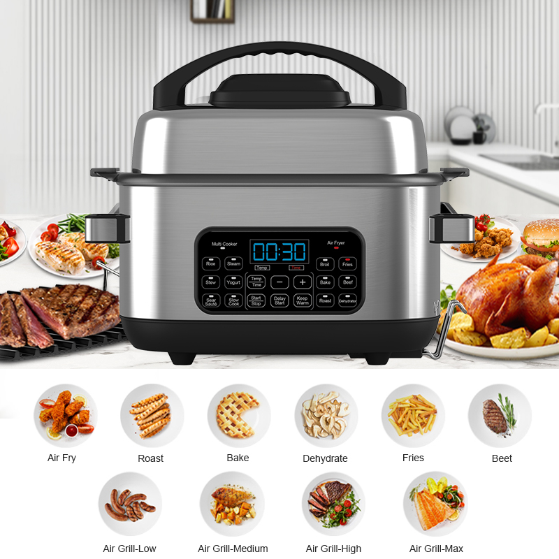 New design one machine with multi function air fryer with multi cooker