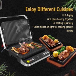 Amazon hot selling steak machine home grilled sandwich machine double-sided constant temperature iron plate barbecue machine
