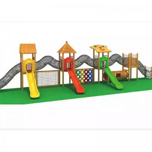 بچوں کی بڑی سلائیڈ اور چڑھنے کے فریم کے لیے بیرونی لکڑی کا کھیل کا میدان پارک