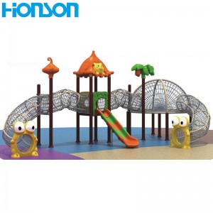 відкритий ігровий майданчик для дитячого тунелю для скелелазіння з пластиковою гіркою для лазіння на відкритому повітрі