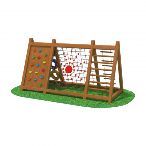 Външна дървена детска площадка за приключения и игра за катерене