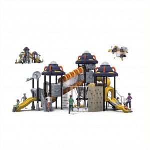 Popular Amusement Park Plastic Outdoor Slide Spaceship Shape Plastic Sliding and Climbing Set Customized for Kids