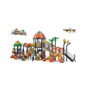 लोकप्रिय मनोरंजन पार्क रंगीबेरंगी प्लॅस्टिक मैदानी स्लाइड फॉरेस्ट थीम स्लाइड लहान मुलांसाठी सानुकूलित