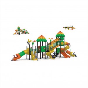 Popular parque de atraccións colorido tobogán de plástico ao aire libre tobogán temático de bosque personalizado para nenos