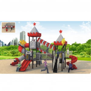 Популарни забавни парк за вртић Пластични тобоган на отвореном у облику замка Сет тобогана и љуљашке прилагођен деци