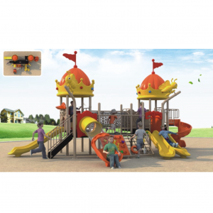 लोकप्रिय मनोरंजन पार्क किंडरगार्टन प्लास्टिक आउटडोर स्लाइड कैसल आकार स्लाइड और स्विंग सेट बच्चों के लिए अनुकूलित