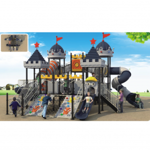 Populär nöjespark dagis Plast utomhus rutschkana slott form rutschkana och gungställning anpassad för barn