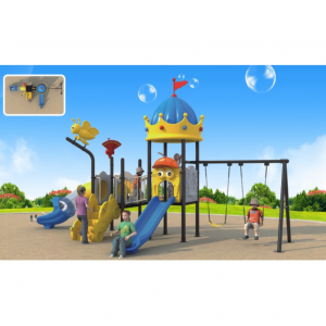 Popular nga Amusement Park Kindergarten Plastic Outdoor Slide Castle Shape Slide ug Swing Set Customized para sa mga Bata