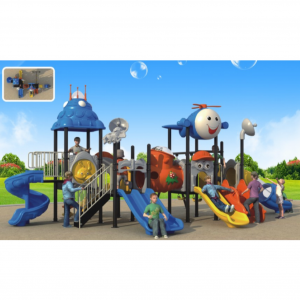 Beliebte Vergnügungspark-Kindergarten-Kunststoffrutsche im Freien, Rutsche und Schaukel in Raumschiffform, maßgeschneidert für Kinder