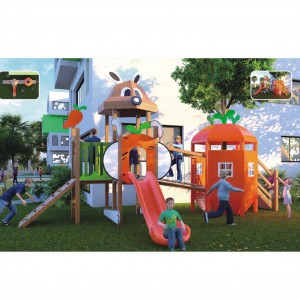 Gorąca sprzedaż Cena fabryczna Park rozrywki Plastikowa zjeżdżalnia Seria drewniana Dla dzieci Dostosowane wyposażenie placów zabaw na świeżym powietrzu