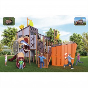 Hot Selling Factory Price Amusement Park Plastic Slide Wooden Series Kids customized Outdoor THEATRUM Equipment